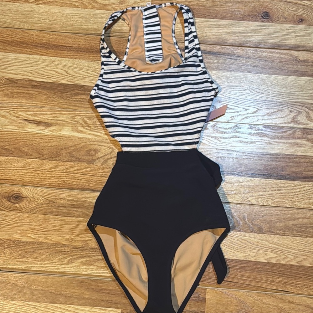 Molly B Black and White Striped One Piece Swimsuit